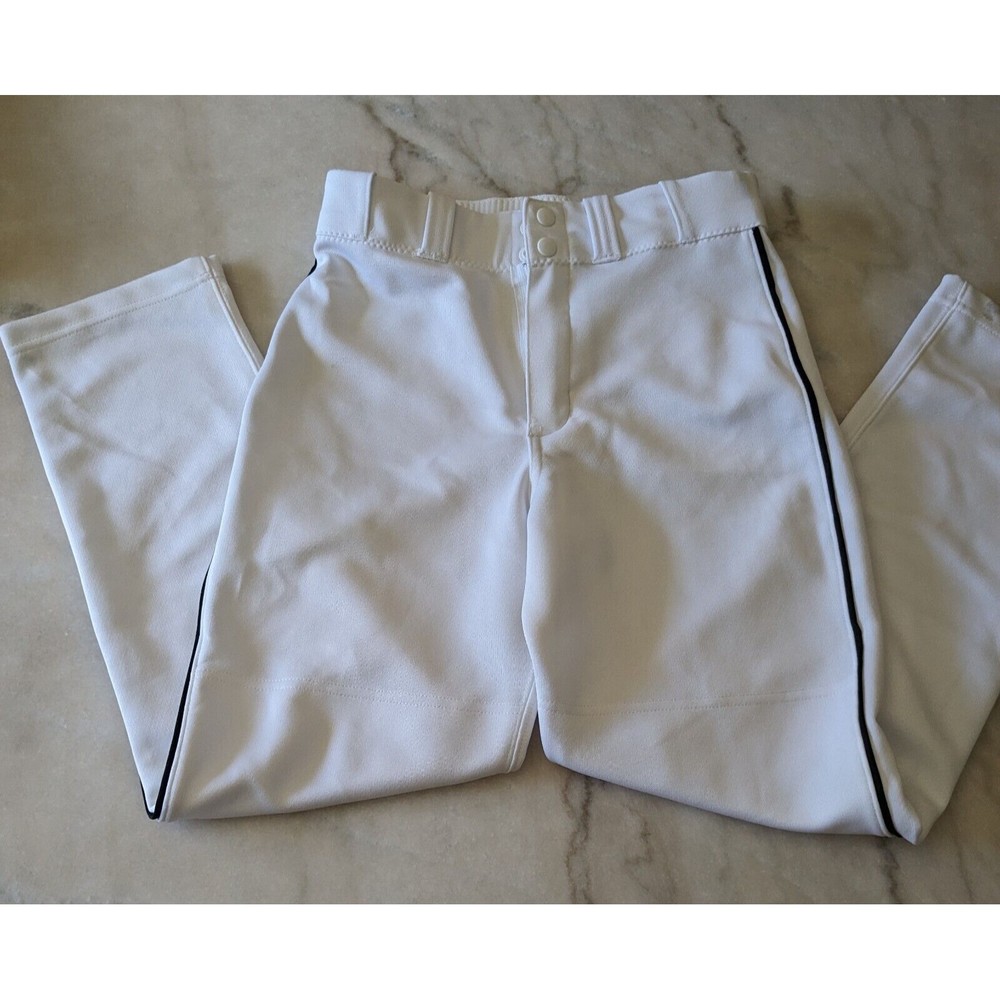 Majestic Authentic Baseball Pants White with Black Piping SZ Youth M